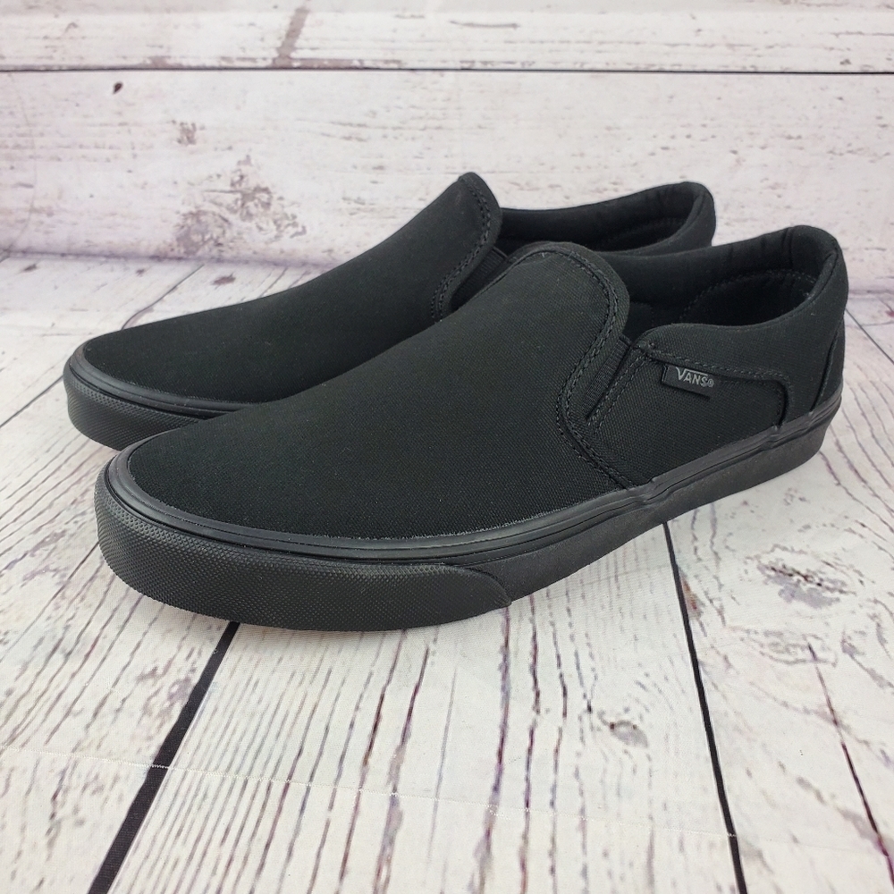 *Sold New Van's Asher Canvas Black Slip On Sneakers - Picture 4 of 9